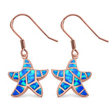 Drop Dangle Starfish Earrings Created Opal 925 Sterling Silver(18mm)