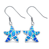 Drop Dangle Starfish Earrings Created Opal 925 Sterling Silver(18mm)