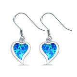 Drop Dangle Heart Earrings Created Opal 925 Sterling Silver (14mm)