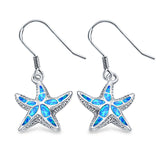 Drop Dangle Starfish Earrings Created Opal 925 Sterling Silver (17mm)