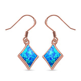 Square Drop Dangle Earrings Created Opal 925 Sterling Silver(11mm)