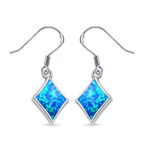 Square Drop Dangle Earrings Created Opal 925 Sterling Silver(11mm)