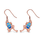 Drop Dangle Frog Earrings Created Opal 925 Sterling Silver(23mm)