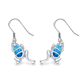 Drop Dangle Frog Earrings Created Opal 925 Sterling Silver(23mm)