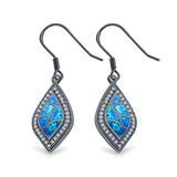 Drop Dangle Earrings Lab Created Opal 925 Sterling Silver (25mm)