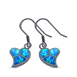 Drop Dangle Peace Heart Earrings Created Opal 925 Sterling Silver(14mm)