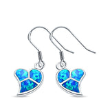 Drop Dangle Peace Heart Earrings Created Opal 925 Sterling Silver(14mm)