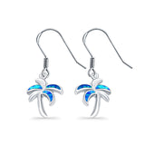 Drop Dangle Palm Tree Earrings Created Opal 925 Sterling Silver(16mm)