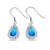 Drop Dangle Pear Earrings Created Opal Simulated CZ 925 Sterling Silver(17mm)