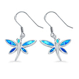 Drop Dangle Dragonfly Earrings Lab Created Opal 925 Sterling Silver(17mm)