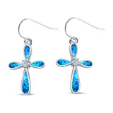 Drop Dangle Earrings Created Opal Simulated CZ 925 Sterling Silver(24mm)