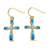 Drop Dangle Earrings Created Opal Simulated CZ 925 Sterling Silver(24mm)