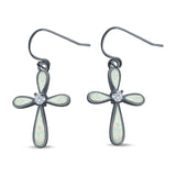 Drop Dangle Earrings Created Opal Simulated CZ 925 Sterling Silver(24mm)