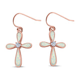 Drop Dangle Earrings Created Opal Simulated CZ 925 Sterling Silver(24mm)