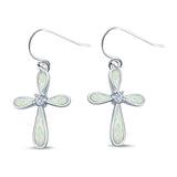 Drop Dangle Earrings Created Opal Simulated CZ 925 Sterling Silver(24mm)