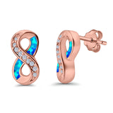 Infinity Stud Earrings Lab Created Opal 925 Sterling Silver (15mm)