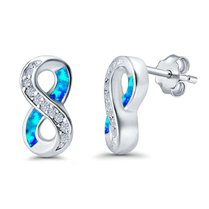 Infinity Stud Earrings Lab Created Opal 925 Sterling Silver (15mm)
