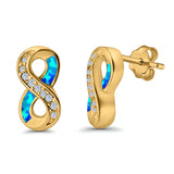 Infinity Stud Earrings Lab Created Opal 925 Sterling Silver (15mm)
