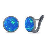 Stud Earrings Lab Created Opal 925 Sterling Silver (14mm)