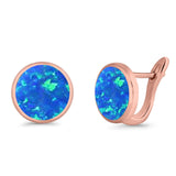 Stud Earrings Lab Created Opal 925 Sterling Silver (14mm)