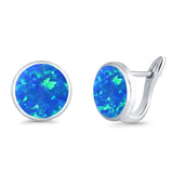 Stud Earrings Lab Created Opal 925 Sterling Silver (14mm)