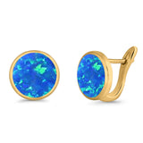 Stud Earrings Lab Created Opal 925 Sterling Silver (14mm)