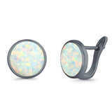 Stud Earrings Lab Created Opal 925 Sterling Silver (14mm)