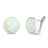 Stud Earrings Lab Created Opal 925 Sterling Silver (14mm)