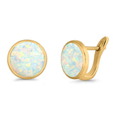 Stud Earrings Lab Created Opal 925 Sterling Silver (14mm)