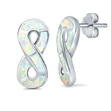 Stud Earrings Lab Created Opal 925 Sterling Silver (17mm)