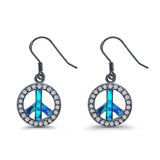 Drop Dangle Round Earrings Created Opal 925 Sterling Silver(19mm)