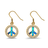 Drop Dangle Round Earrings Created Opal 925 Sterling Silver(19mm)