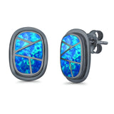 Stud Earrings Lab Created Opal 925 Sterling Silver (18mm)