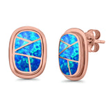 Stud Earrings Lab Created Opal 925 Sterling Silver (18mm)