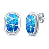 Stud Earrings Lab Created Opal 925 Sterling Silver (18mm)