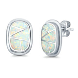 Stud Earrings Lab Created Opal 925 Sterling Silver (18mm)