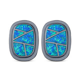 New Style Irregular Shape Stud Earring Created Opal 925 Sterling Silver (18mm)