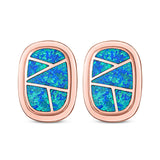 New Style Irregular Shape Stud Earring Created Opal 925 Sterling Silver (18mm)