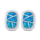 New Style Irregular Shape Stud Earring Created Opal 925 Sterling Silver (18mm)