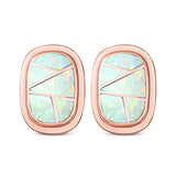 New Style Irregular Shape Stud Earring Created Opal 925 Sterling Silver (18mm)