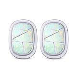 New Style Irregular Shape Stud Earring Created Opal 925 Sterling Silver (18mm)