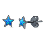 Stud Earrings Lab Created Opal 925 Sterling Silver (5mm)