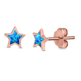 Stud Earrings Lab Created Opal 925 Sterling Silver (5mm)