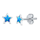 Stud Earrings Lab Created Opal 925 Sterling Silver (5mm)
