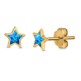 Stud Earrings Lab Created Opal 925 Sterling Silver (5mm)