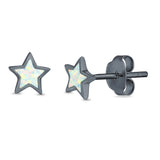 Stud Earrings Lab Created Opal 925 Sterling Silver (5mm)