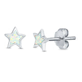 Stud Earrings Lab Created Opal 925 Sterling Silver (5mm)