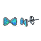 Bow Stud Earrings Lab Created Opal 925 Sterling Silver (5mm)