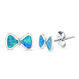 Bow Stud Earrings Lab Created Opal 925 Sterling Silver (5mm)