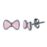 Bow Stud Earrings Lab Created Opal 925 Sterling Silver (5mm)